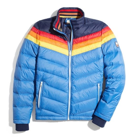 zurich puffer coat in multi stripe